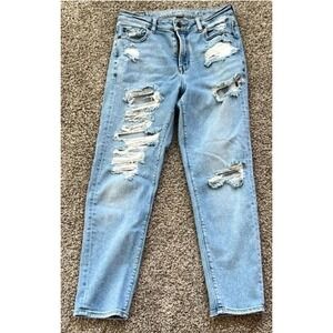 American Eagle Outfitters Mom Jeans Women's 6 Blue Distressed Stretch Denim